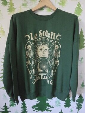 Cut & Paste Forest Green Graphic Crewneck Sweatshirt